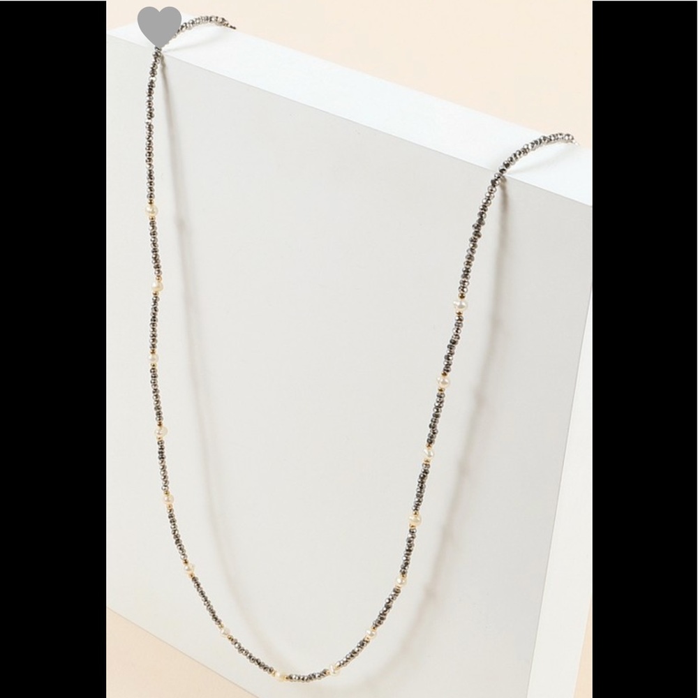 Necklace with glass beads & fresh water pearls